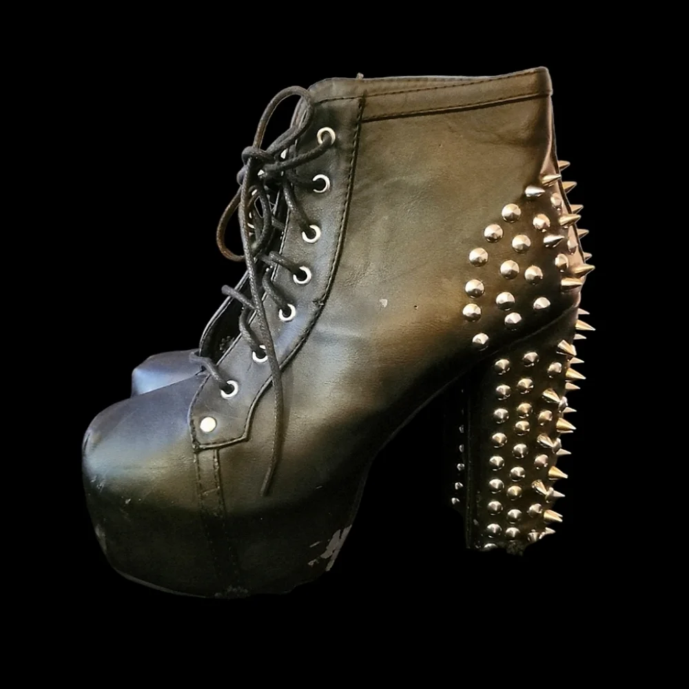 Jojo Cat Black Platform Studded Booties